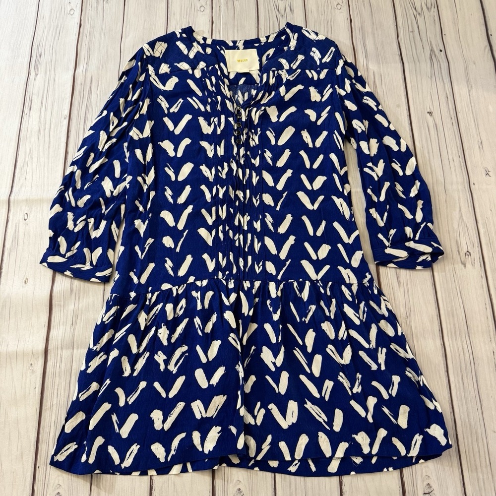 Maeve Navy Blue and White Mini Dress